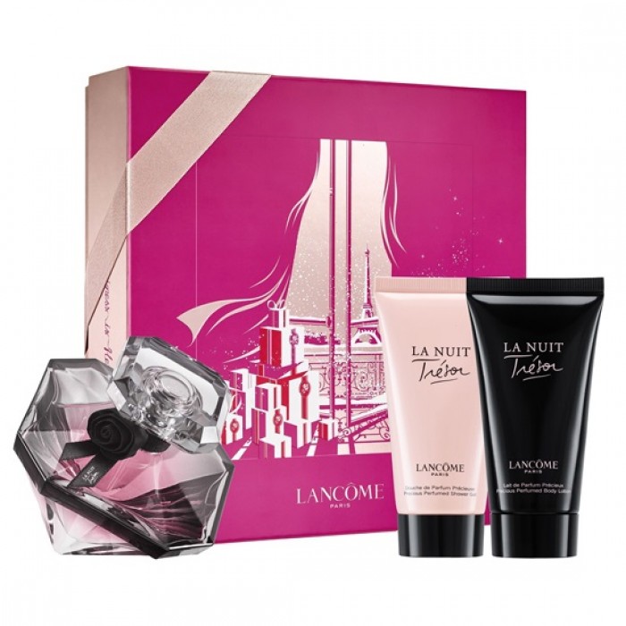 Комплект за жени Lancome Tresor La Nuit - Eau de Parfum 50 мл + Лосион за тяло 50 мл + Душ гел 50 мл Lancome Tresor La Nuit Комплект Цена за Eau de Parfum жени 50ml + Лосион за тяло 50ml + Душ гел 50ml