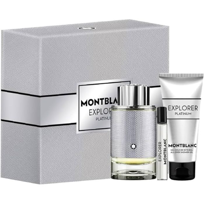 Комплект за мъже Montblanc Explorer Platinum - Парфюмна вода 100 мл + Душ гел 100 мл + Мини Парфюмна вода 7.5 мл Цена за Комплект за мъже Montblanc Explorer Platinum - Парфюмна вода 100 мл + Душ гел 100 мл + Мини Парфюмна вода 7.5 мл