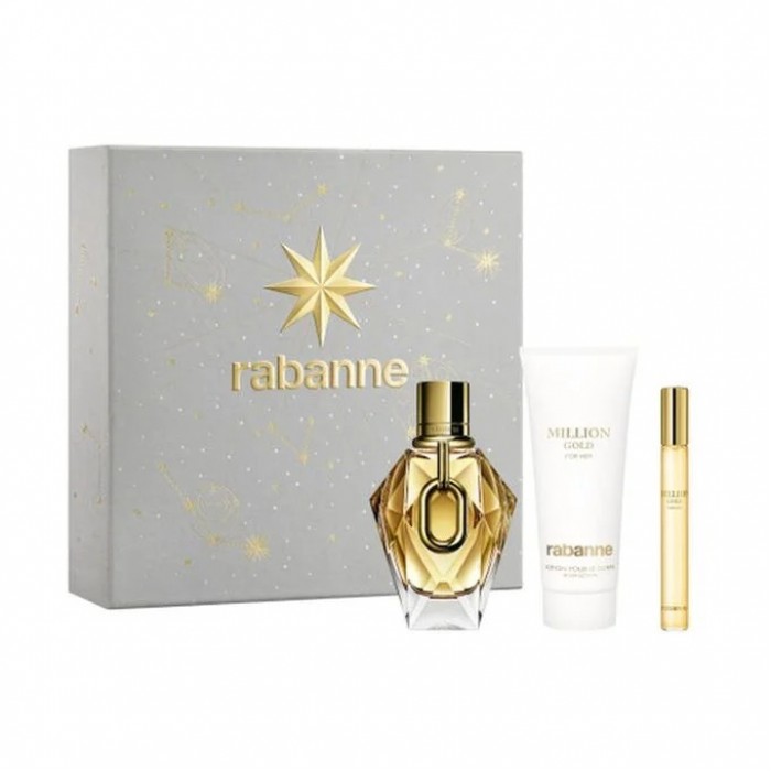 Цена за Комплект за жени Paco Rabanne 1 Million Gold - Парфюмна вода 90 мл + Мини Парфюмна вода 10 мл + Лосион за тяло 100 мл