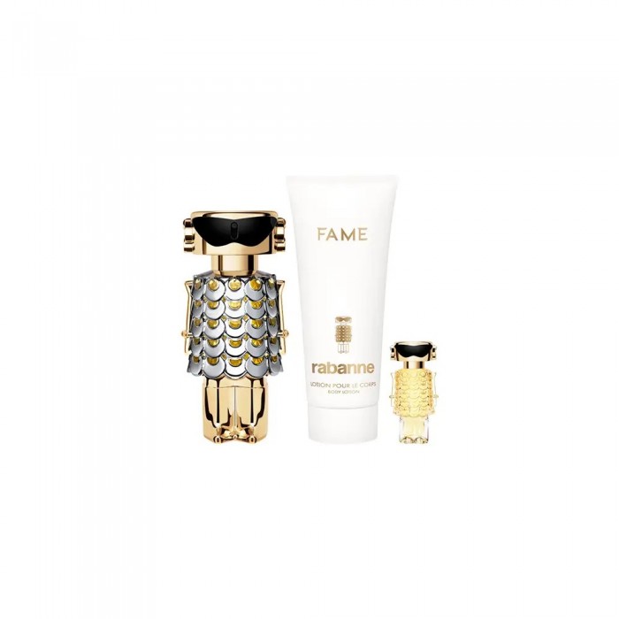 Комплект за жени Paco Rabanne Fame - Парфюмна вода 80 мл + Лосион за тяло 100 мл + Мини Парфюмна вода 10 мл Цена за Комплект за жени Paco Rabanne Fame - Парфюмна вода 80 мл + Лосион за тяло 100 мл + Мини Парфюмна вода 10 мл