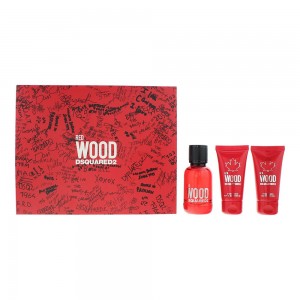 Комплект за жени Dsquared 2 Red Wood - Тоалетна вода 50 мл + Лосион за тяло 50 мл + Душ гел 50 мл