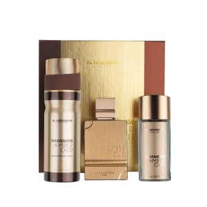 Комплект за унисекс Al Haramain Amber Oud Gold Edition - Парфюмна вода 75 мл + Парфюмна вода 30 мл + Дезодорант спрей 200 мл