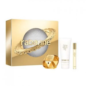 Комплект за жени Paco Rabanne Lady Million - Парфюмна вода 50 мл + Лосион за тяло 100 мл + Мини Парфюмна вода 10 мл