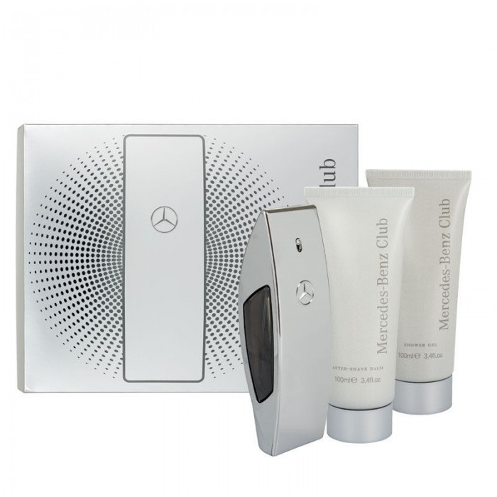 Комплект мъже Mercedes-Benz Club Цена за Eau de Toilette EDT 100ml + Афтършейв балсам ASB 100ml + Душ гел SG 100ml
